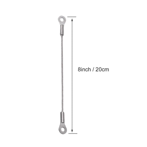 Heavy Duty 304 Stainless Steel Cabinet Door Restraint Cables Set Of 20, 8-inch length restraint cable for cabinet doors.
