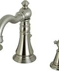 English Classic Widespread Bathroom Faucet With Pop Up Drain, Brushed Nickel Finish, Solid Brass Construction, Deck Mounted