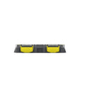 Side view of Modular Tackle Box With HEXLOK Grid System Waterproof Gasket Rust Prevention And Industrial Strength Build For Terminal Tackle And Small Parts No Travel Internal Bins Grey And Yellow