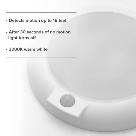 Motion Sensor Ceiling Light Fixture With 600 Lumens LED And 3000K Warm White For Indoor Use showing motion sensor details