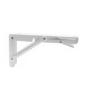 Side view of Sturdy Floating Shelf Brackets 7.7 X 5.1 X 2.9 Inches, Electroplated Stainless Steel With White Finish, for standard planks.