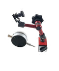 Magnetic Dial Indicator Holder Base For Dial Bore Gauge And Micrometer, Stand For Comparator Watch, Replacement Tool Mount With Rock Solid Magnetic Base For Precise Measurement And Easy Setup, red metal arm with indicator clamp