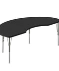 Kidney Shaped 36 By 72 Inch Classroom Activity Table With Height Adjustable Legs From 19 To 29 Inches Black Granite Laminate Silver Mist