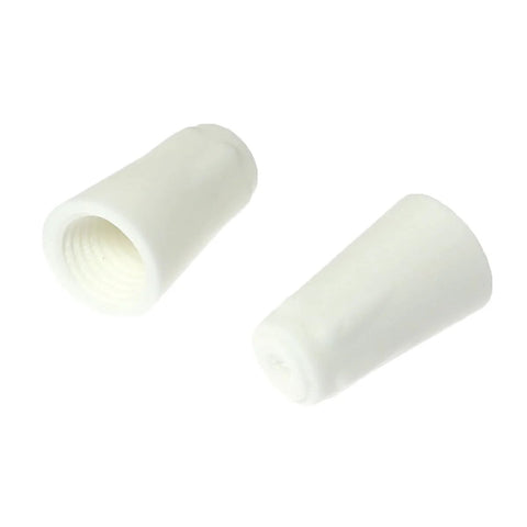 Ceramic wire connectors, two large white screw-type, for high-temperature splicing