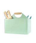 Metal Garden Tool Organizer Caddy With Four Compartments And Wooden Handle For Indoor And Outdoor Use Grab And Go Ready shown with tools