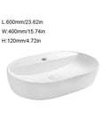 USZWBY Vessel Sinks Minimalist Ceramic Table Basin Home Hotel Bathroom Washbasin, oval white ceramic sink with dimensions.