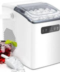 Quick Chill Countertop Ice Maker With Automatic Self Cleaning And Flexible Cube Options Generating Twenty Six Pounds For Instant Refresh, featuring cube ice.