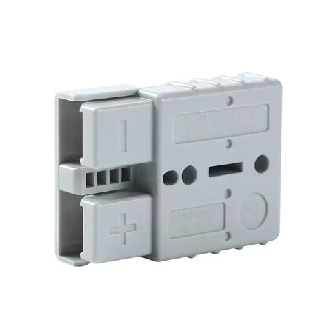 Front view of 50 Amp Heavy Duty 10 Gauge Battery Quick Connector Kit For 12-36V Systems With Quick Disconnect Wire Harness Plug For Motors Winches And Trailers Silver Plated Contacts In Durable Polycarbonate Housing