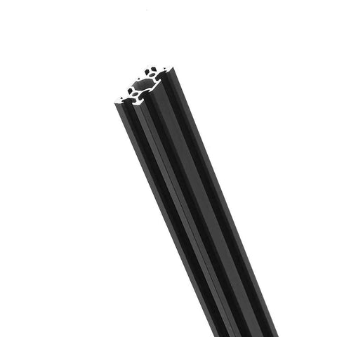 Top Notch 2040 V Slot Aluminum Extrusion Profile Black Anodized 6063 T5 Alloy showing three rods at an angle, each 47 inches long.