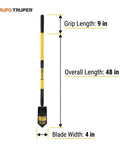 TruPro California Trenching Shovel With 4 Inch 13 Gauge Steel Blade, 48 Inch Fiberglass Handle, And 9 Inch Non Slip Cushion Grip
