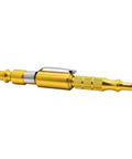Straight Shooting Aluminum Air Blow Gun With Adjustable Pressure Dial And Concealed Pocket Clip 1/4 Inch Industrial Plug side view with clip and detailed design.