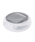 Clear round digital thermometer with square display; stick-on, waterproof clock accessory