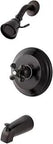 Oil Rubbed Bronze Tub And Shower Faucet With Cross Handle Wall Mounted Pressure Balanced Washerless Cartridge One Half Inch NPT
