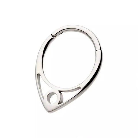 Owl Themed 16G 316L Stainless Steel V-Shape Circle Outline Hinged Segment Clicker Ring In Silver Tone, 10mm Diameter, 1.2mm Thick Gauge