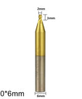 6mm Shank Key Cutting Milling Cutter For Vertical Key Machines, gold and silver, with measurements, ideal for metal and PCB work.