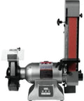 Eight Inch Variable Speed Bench Grinder Paired With A Rock Solid Two By Forty Eight In Belt Sander Combo side view with controls.