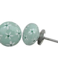 Superior Craftsmanship 50 Piece Blue Floral Ceramic Drawer Knobs For Kitchen Cabinets And Dressers Rust Free Luxury Hardware showing green floral design.