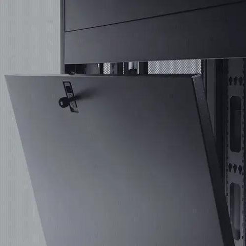42U Server Rack Enclosure Cabinet With Doors And Side Panels For 19 Inch Gear, lockable door detail, PCI DSS ready, black