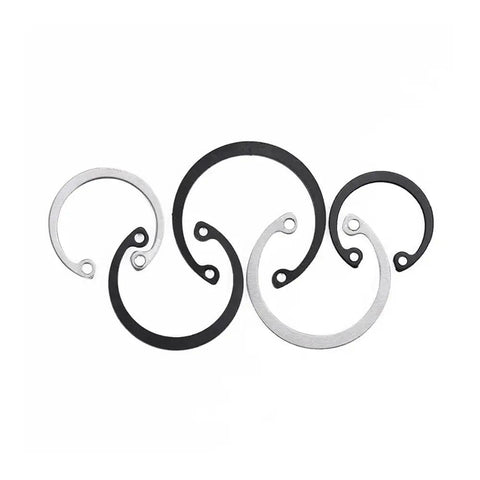 Hot Pick Heavy Duty Black Carbon Steel M40 Shaft Clamps And Hole Washers Plus Snap Retainers For Home DIY Fixes Fasteners Set! black and silver retaining rings