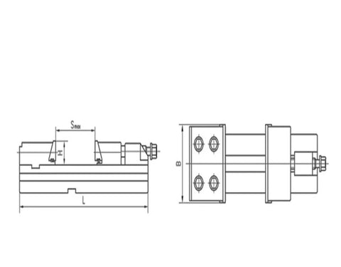 Technical drawing of Premium CNC Milling Vise Delivering Rock Hard Clamping Power And Exact Vertical Parallel Alignment dimensions.