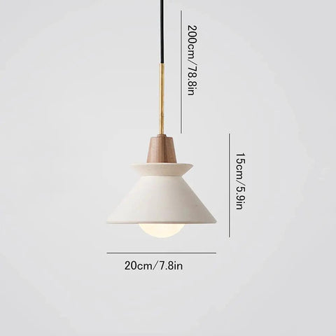 Modern E26 Concrete Pendant Lights Set With Industrial Cement Vibe, sleek white 20cm pendant with dimensions shown