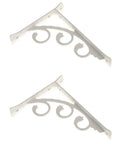 Set Of 2 Heavy Duty Floral Shelf Brackets Made From Lightweight Aluminum, Sturdy Built To Last Wall Mount Corner Braces For Home And Office Shelves, Decorative Metal Supports With A Clean Finish, Screws Not Included.
