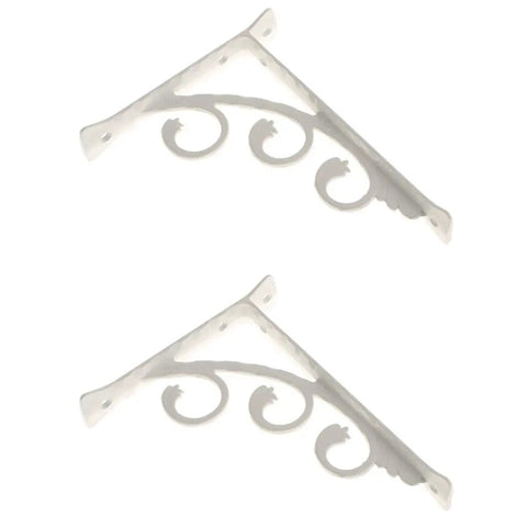 Set Of 2 Heavy Duty Floral Shelf Brackets Made From Lightweight Aluminum, Sturdy Built To Last Wall Mount Corner Braces For Home And Office Shelves, Decorative Metal Supports With A Clean Finish, Screws Not Included.