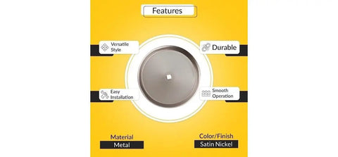 Back Plate For Cabinet Hardware In Satin Nickel Finish, Heavy Duty Metal Reinforcement Plate With Two And Three Quarters Inch Diameter
