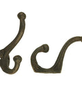 Built Dang Tough Rustic Cast Iron Wall Hooks Heavy Duty Farmhouse Coat Hangers Durable Vintage Hanging Hardware Set Of Five For Entryways And Closets With Upgraded Style, two black hooks, side view.