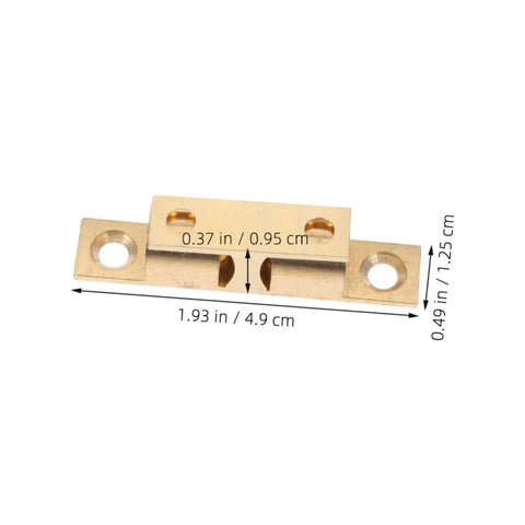 Close-up of Brass Cabinet Door Catches Magnetic Latches Kit No Fuss Install, showing dimensions, durable furniture hardware.