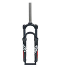 24 Inch Mountain Bike Suspension Fork 28.6mm Straight Tube Aluminum Alloy 100mm Travel Disc Brake Compatible Pneumatic Shock Absorber for 24 Inch MTBs Black, front view.