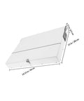 Robust White PVC And Acrylic Model Tool Storage Rack Featuring Multi Compartment Design For Diy Hobbyists close-up view with dimensions shown.