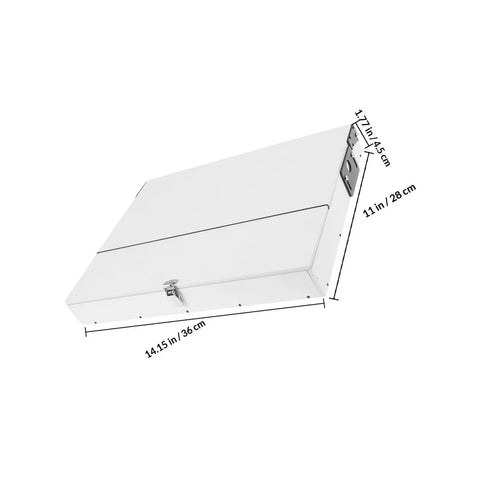 Robust White PVC And Acrylic Model Tool Storage Rack Featuring Multi Compartment Design For Diy Hobbyists close-up view with dimensions shown.
