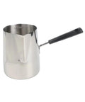 Stainless Steel Turkish Coffee Pot With No Fuss All Day Rust Resistant Build And Easy Pour Spout For Brewing Coffee Melting Chocolate Heating Milk Or Sauce In The Kitchen 900 Ml Capacity, shown from side view