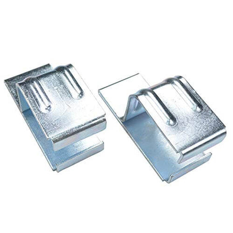 Rugged Galvanized Steel Exterior Double Sliding Barn Door Hardware Kit For Outdoor Use, metal clips for box track system.