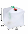 20L Portable Water Storage Container For Outdoor Activities, Reusable Water Jug With Dual Handles, 28cm dimensions visible.