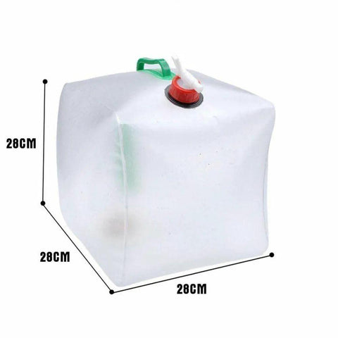 20L Portable Water Storage Container For Outdoor Activities, Reusable Water Jug With Dual Handles, 28cm dimensions visible.