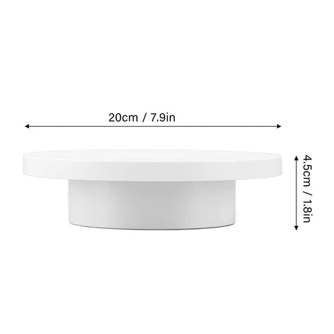 Heavy Duty Rotating Display Stand With White Plug In Remote Motorized Electric Turntable For 360 Degree Photography And Video Shoots featuring a 20cm diameter white plate.