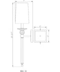 Sizing diagram for One Light Wall Sconce In Polished Nickel Finish, Transitional Coastal Traditional Modern Style For Bathroom, Hallway, Or Bedroom, Ambient Lighting Fixture With Sleek, Upscale Look.