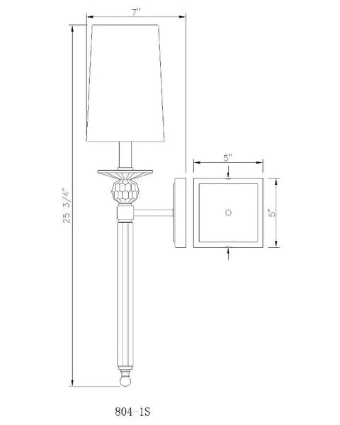 Sizing diagram for One Light Wall Sconce In Polished Nickel Finish, Transitional Coastal Traditional Modern Style For Bathroom, Hallway, Or Bedroom, Ambient Lighting Fixture With Sleek, Upscale Look.