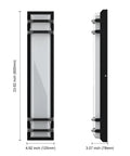 Outdoor LED Wall Lights 36W Black Aluminum Exterior Sconce For Porch Patio Garage Courtyard And Living Areas, side and front view with dimensions