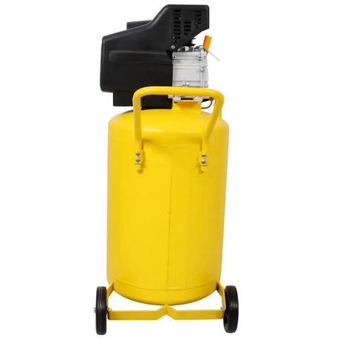21 Gallon Portable Air Compressor 110V 2.5HP Motor Max 115PSI Yellow Vertical Unit With 6 Inch Wheels And Handle Perfect For Garage Workshop Job Site Pneumatic Tools Heavy Duty Reliable Performance