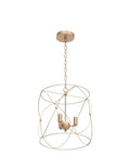 Gold Pendant Light With Cylindrical Lattice Cage Frame And Spherical Center Three Gold Candelabra Arms Bold Modern Farmhouse Vibe