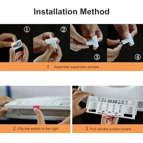 Installation method for Heckuva Durable Quick Release Toilet Seat With Thick Buffer Pads, showing step-by-step assembly process.