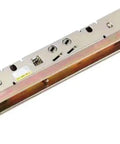 Heavy Duty Dual Point Double Hook Sliding Glass Door Mortise Lock With 3/8 Inch Recessed Plate and 12.5 Inch Hole Spacing, top view.