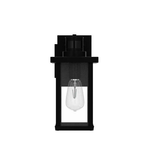 Porch Lights With GFCI Outlet, Dusk To Dawn Motion Sensor Outdoor Lighting, black sconce front view