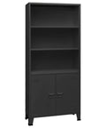 Built Tough Industrial Steel Book Cabinet With Shelves And Doors In Anthracite Finish For Home Or Office, 31.5x12.6x70.9 Inches