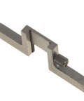 Stainless steel caliper depth base T-bar attachment, 3 inch base by 1 inch height, precision ground for accurate depth measurements.
