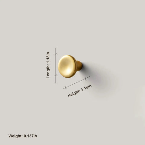 Top Shelf Unlacquered Brass Cabinet Knobs Straight Up Modern Round Dish Hardware Featuring Live Patina Finish 1.18 Inch face width dimensions.