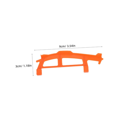 Bracket accessory for Five Pack Rubber Band Powered Glider Plane Kit For Kids And Fam, shown with dimensions in bright orange color